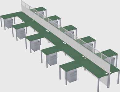 Shared l-shape cubicle