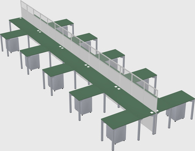 Shared l-shape cubicle