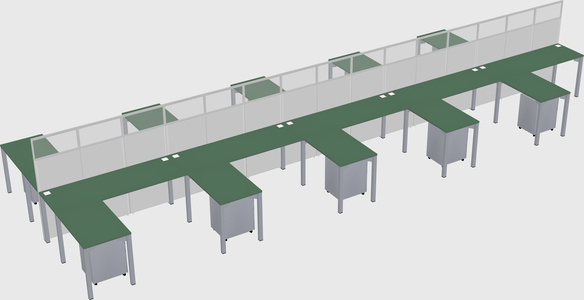 Shared l-shape cubicle