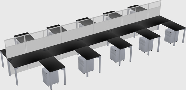 Shared l-shape cubicle