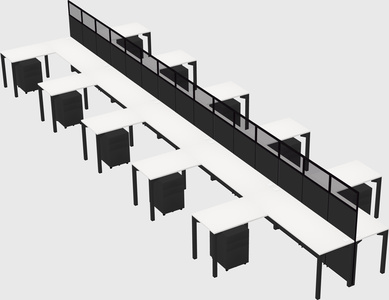 Shared l-shape cubicle