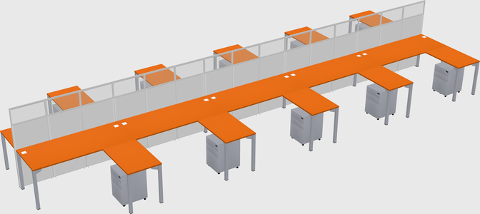 Shared l-shape cubicle
