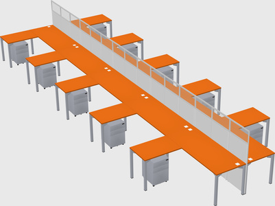 Shared l-shape cubicle