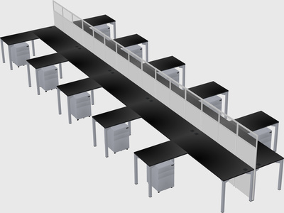 Shared l-shape cubicle