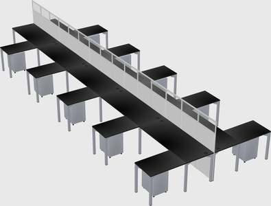 Shared l-shape cubicle