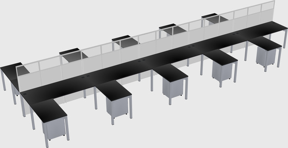 Shared l-shape cubicle