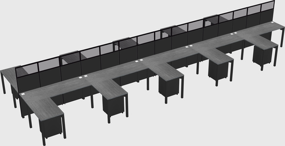 Shared l-shape cubicle