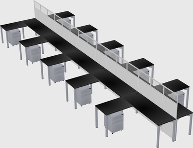 Shared l-shape cubicle