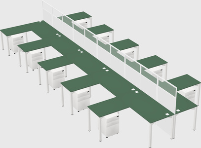 Shared l-shape cubicle