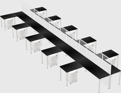 Shared l-shape cubicle