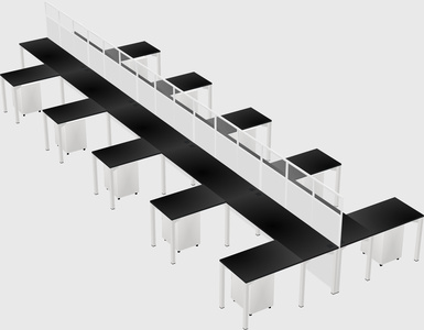 Shared l-shape cubicle