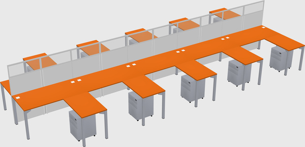 Shared l-shape cubicle