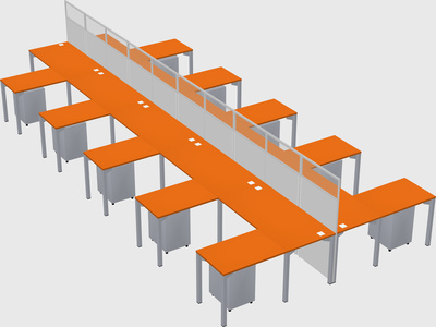 Shared l-shape cubicle