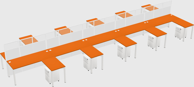 Shared l-shape cubicle