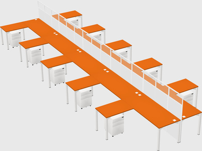 Shared l-shape cubicle