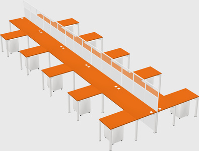 Shared l-shape cubicle