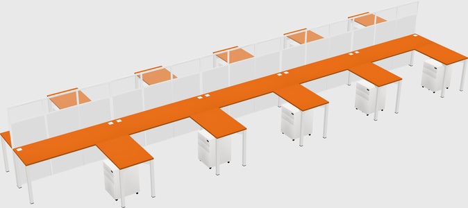 Shared l-shape cubicle
