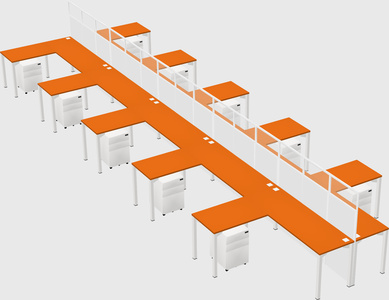 Shared l-shape cubicle