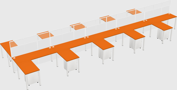 Shared l-shape cubicle