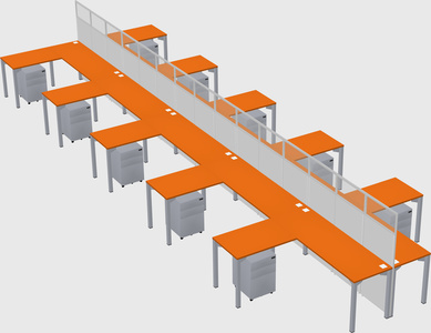Shared l-shape cubicle