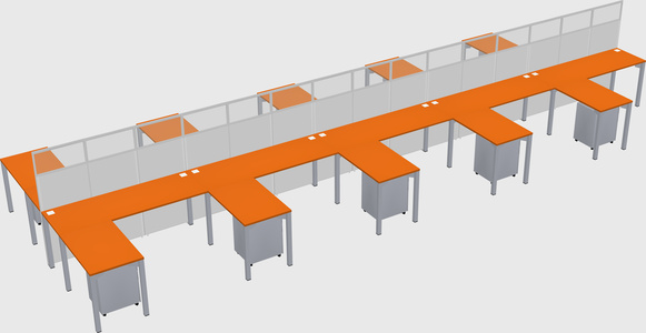 Shared l-shape cubicle