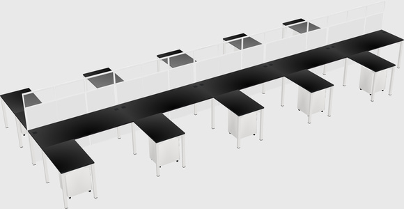 Shared l-shape cubicle