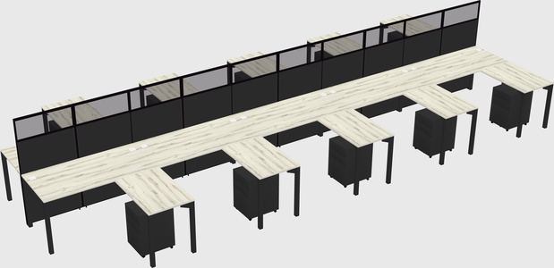 Shared l-shape cubicle
