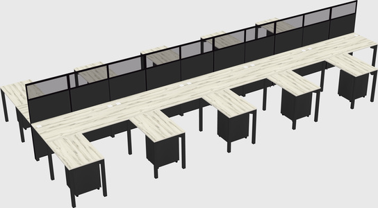 Shared l-shape cubicle