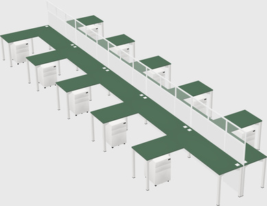Shared l-shape cubicle