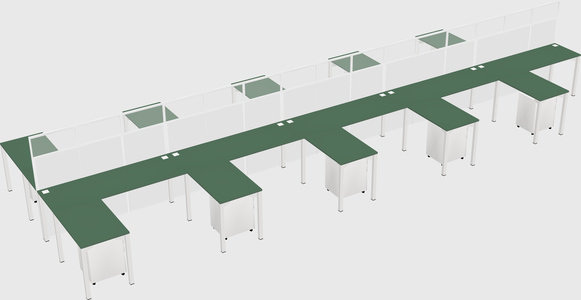 Shared l-shape cubicle