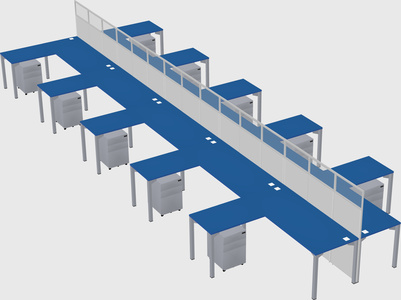 Shared l-shape cubicle
