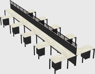 Shared l-shape cubicle