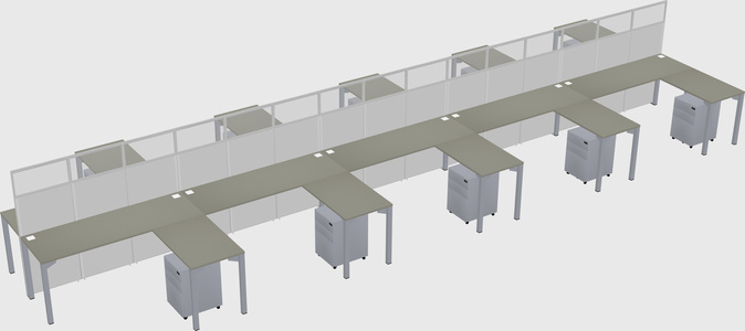 Shared l-shape cubicle
