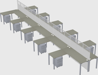 Shared l-shape cubicle