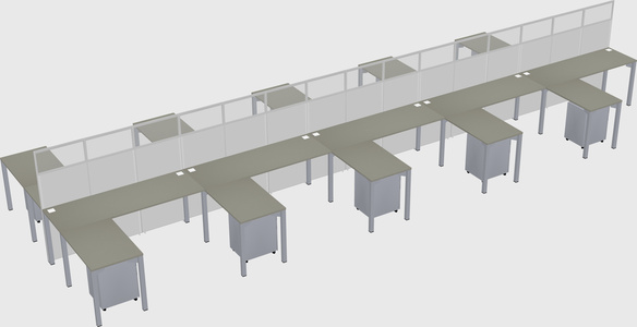 Shared l-shape cubicle