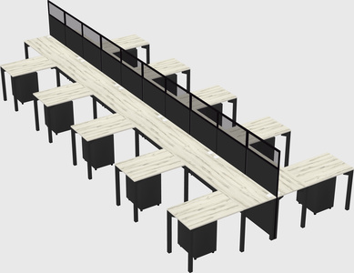Shared l-shape cubicle