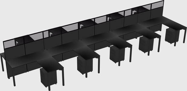 Shared l-shape cubicle
