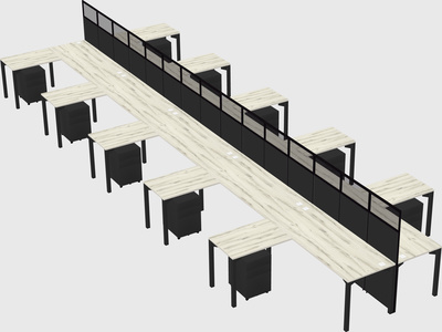 Shared l-shape cubicle