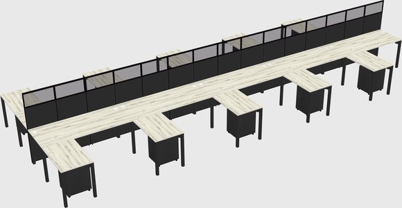 Shared l-shape cubicle