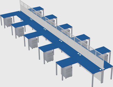 Shared l-shape cubicle