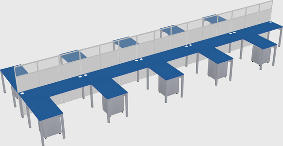 Shared l-shape cubicle