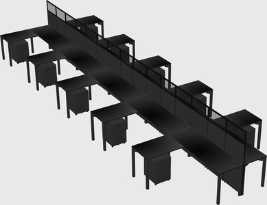 Shared l-shape cubicle