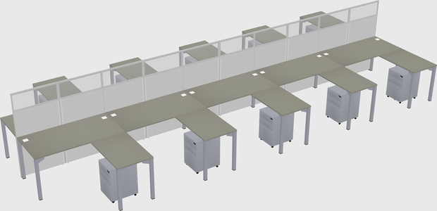 Shared l-shape cubicle