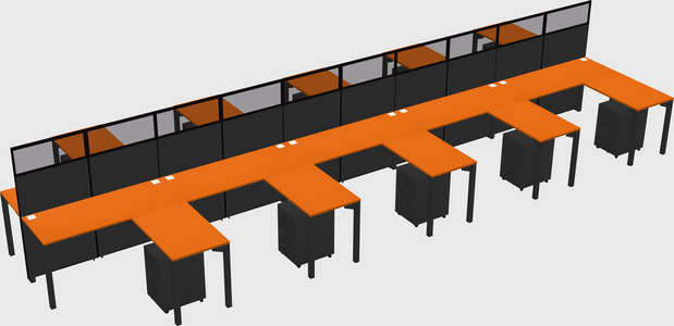 Shared l-shape cubicle