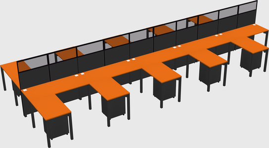 Shared l-shape cubicle