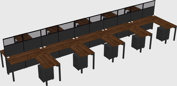 Shared l-shape cubicle
