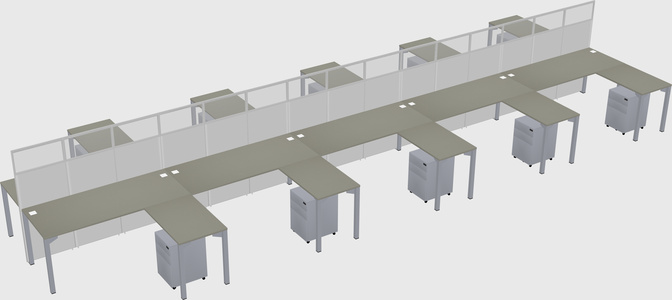 Shared l-shape cubicle