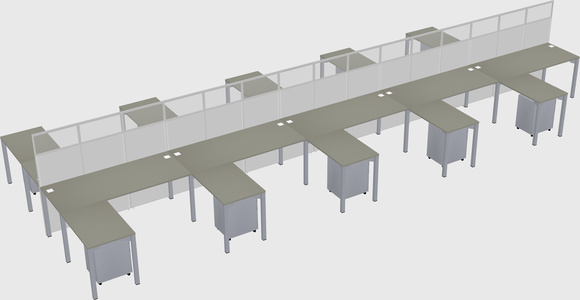 Shared l-shape cubicle