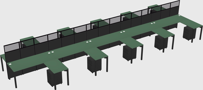 Shared l-shape cubicle