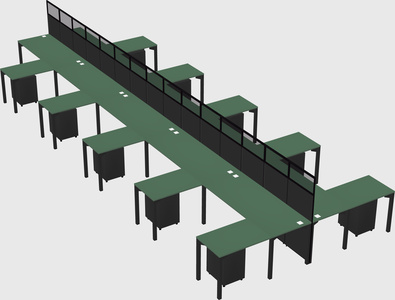 Shared l-shape cubicle